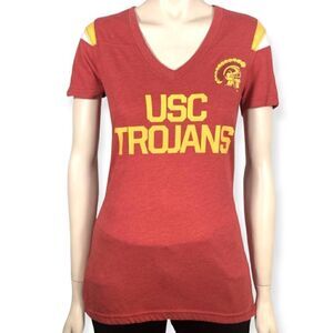 NIKE USC TROJANS VNECK COTTON TEE HEATHER RED GOLD CARDINAL LOGO YELLOW WHITE XL